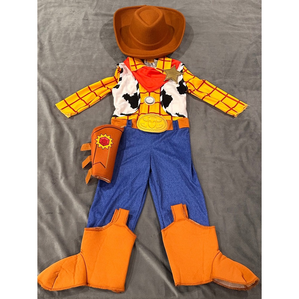 Disney Pixar Toy Story 4 Woody Costume Toddler 2T Jumpsuit Hat Accessories Set